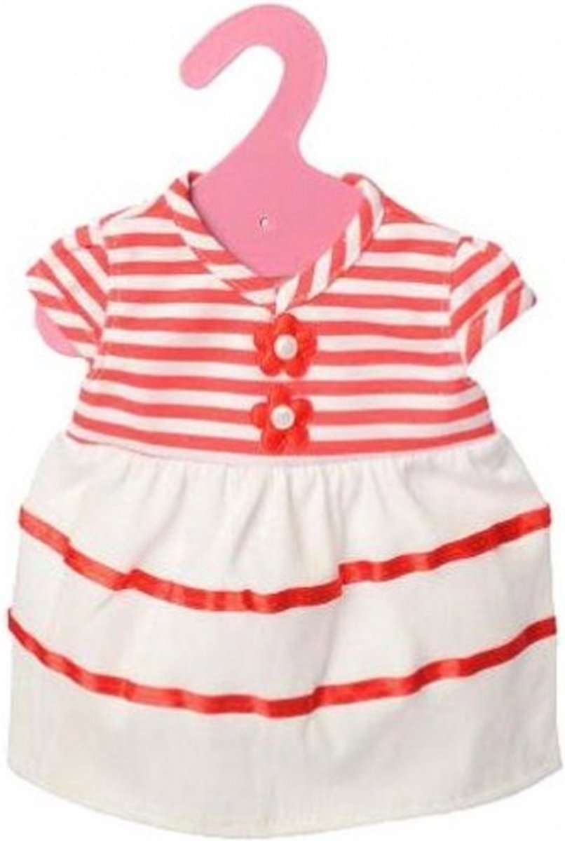 ApolloX babypoppenjurk gestreept 46 cm wit/rood